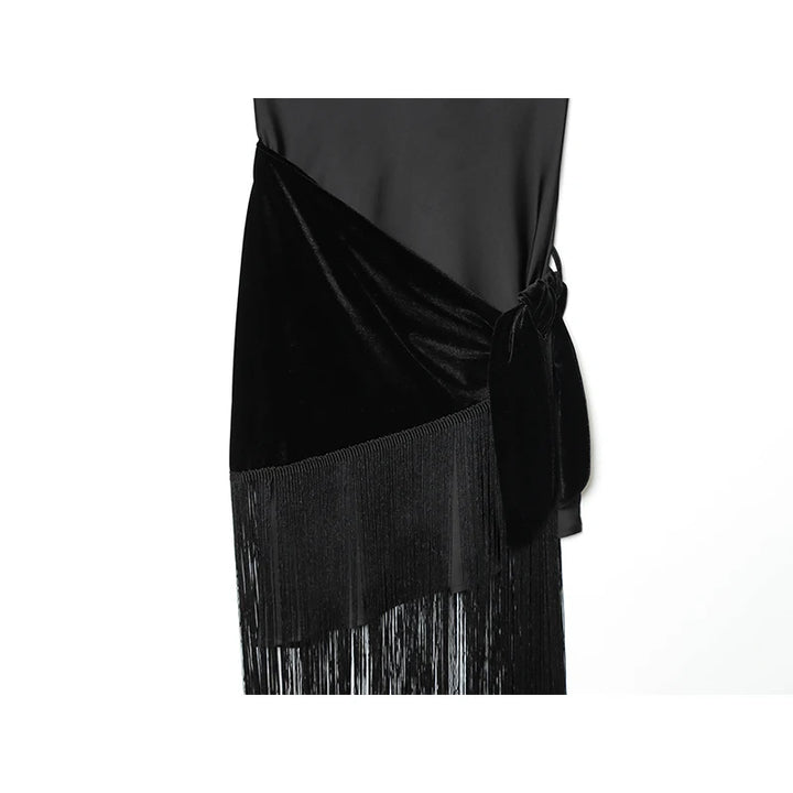 Classic Patchwork Satin Sling Dress