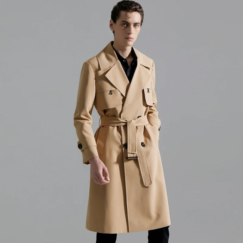 Double Breasted Long Trench Coat