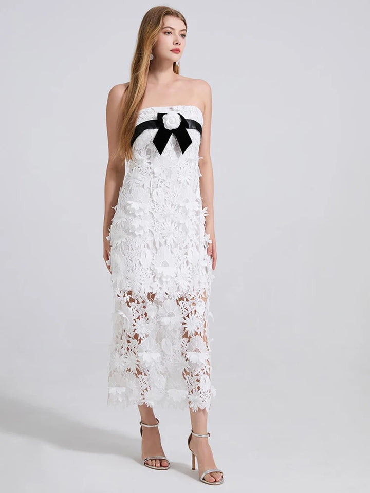 Fashionable High Waist Slim Lace Dress