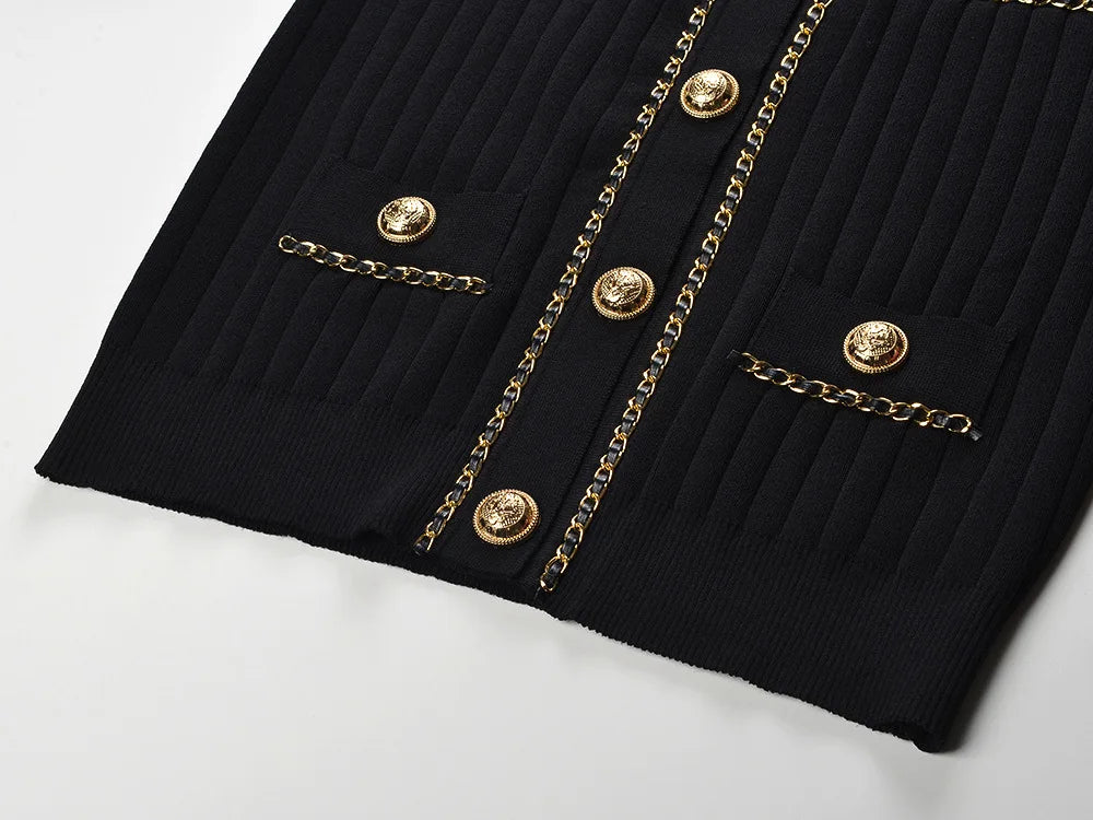 Stylish Chain Buckle Knitted Sweater