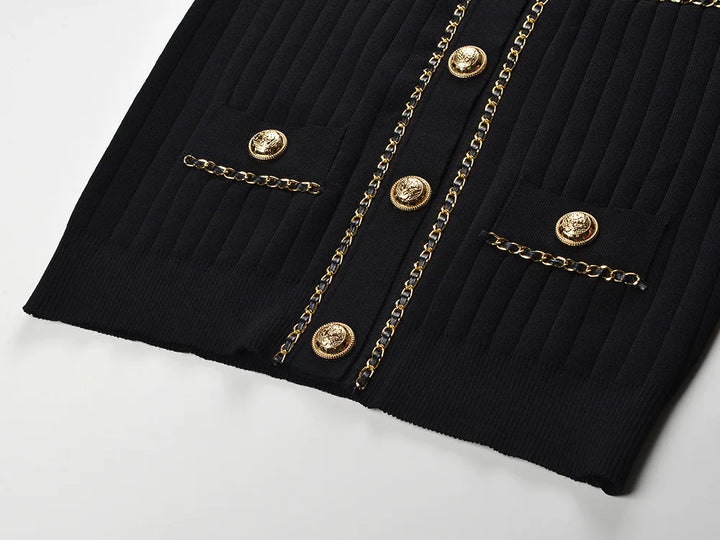 Stylish Chain Buckle Knitted Sweater