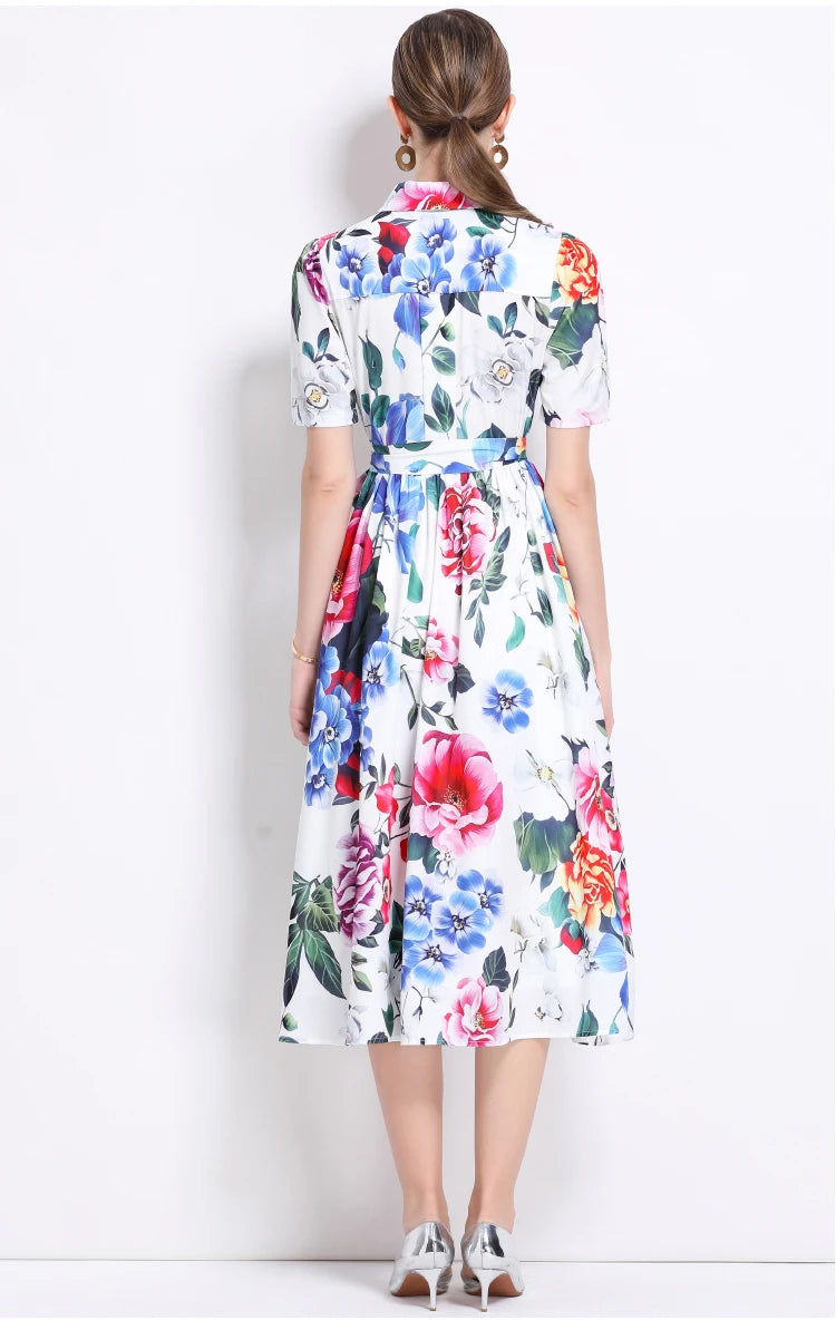 Timeless Elegance Printed Boho Flower Dress