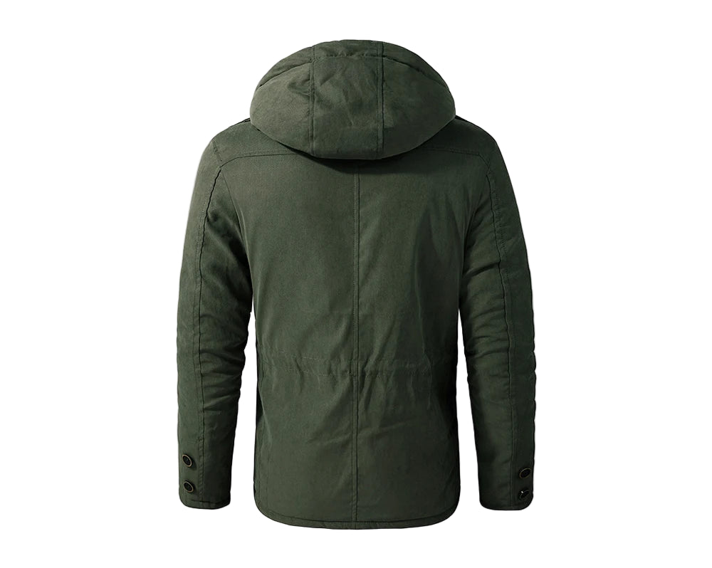 Green hooded jacket on a white background