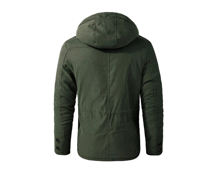 Green hooded jacket on a white background
