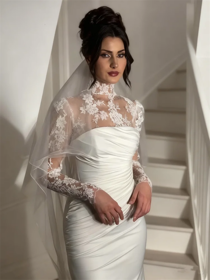Beautiful High-Neckline Mermaid Wedding Dress