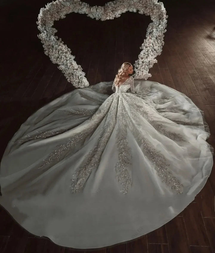 Luxury Full Sleeves Embroidered Wedding Dress