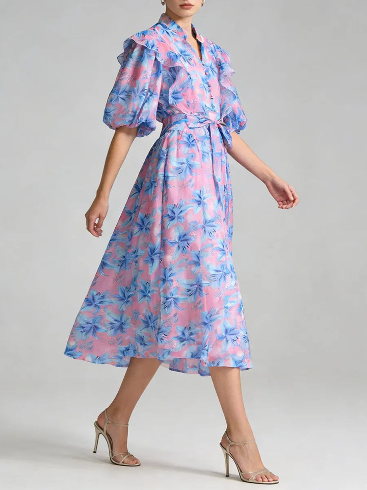 Refined Spliced Ruffles Loose Dress