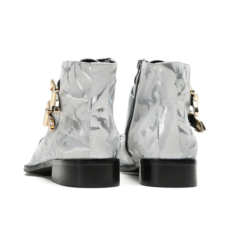 Fashionable Double Buckle Printed Boots