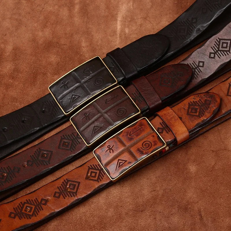 Stunning Engraved Leather Belt