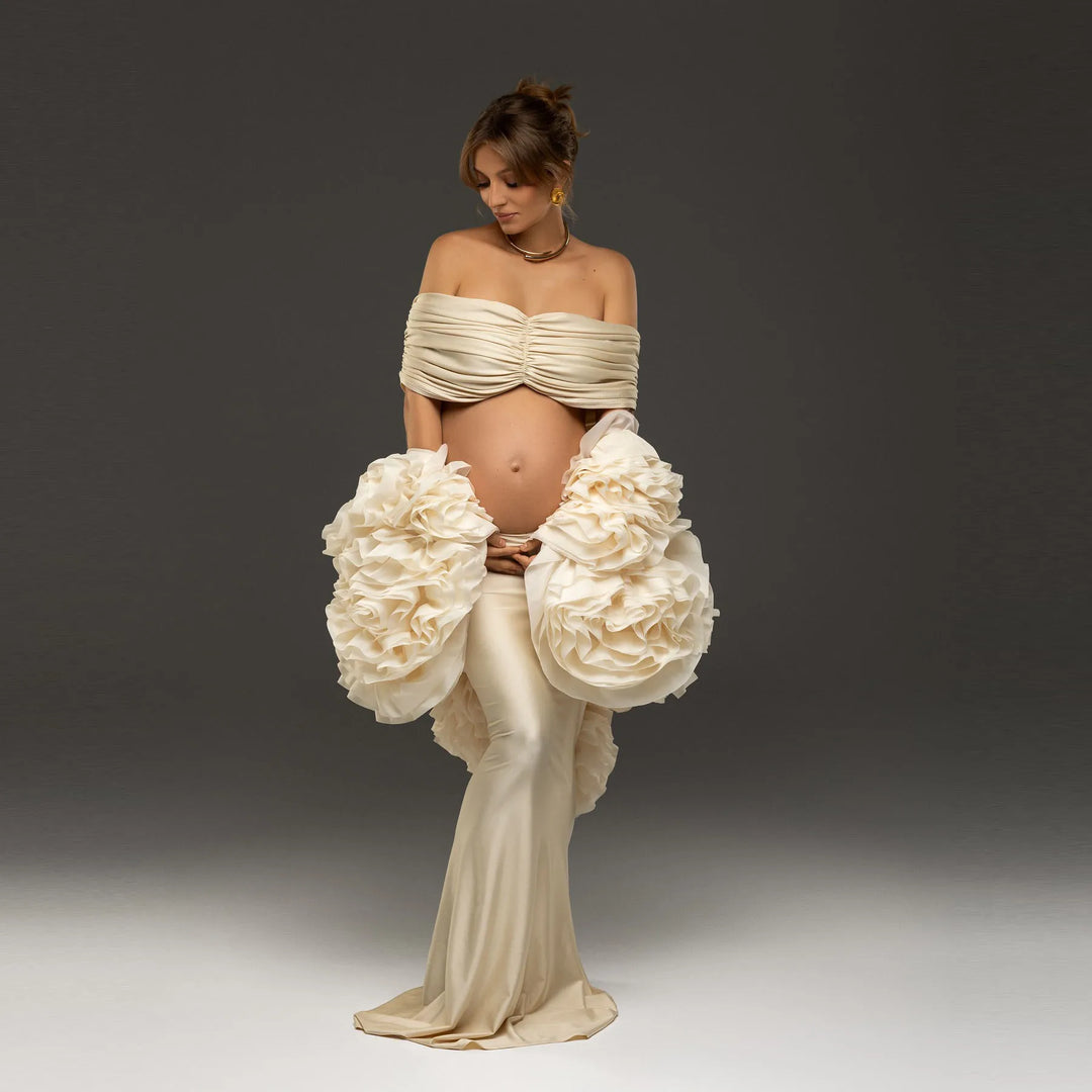 Stunning Off-Shoulder Maternity Photoshoot Dress