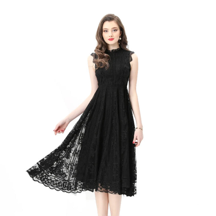 Refined Splice Embroidery Slim Dress