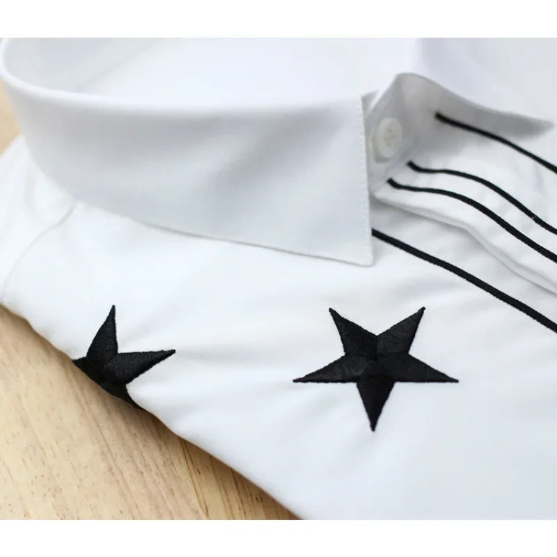 Slim Fit Vertical Line Cotton Shirt