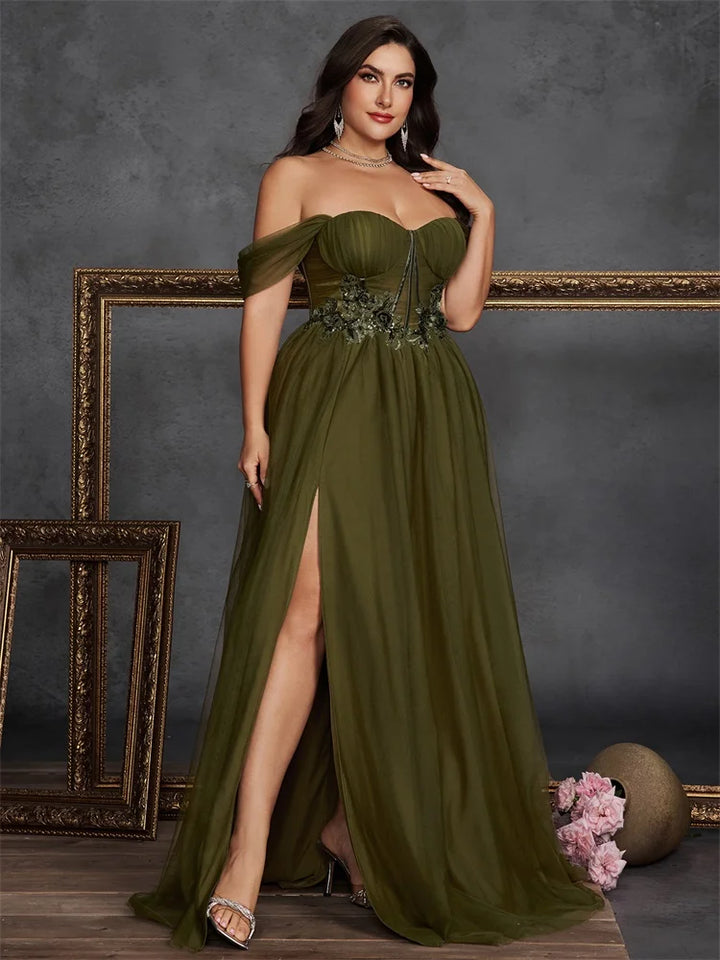 Luxury Slit Plus Size Evening Gown