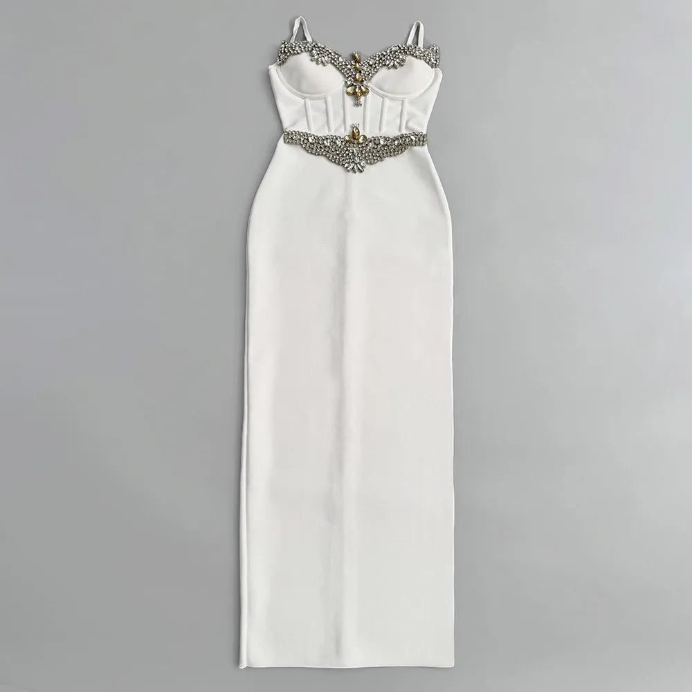 Elegant Beaded Maxi Party Dress