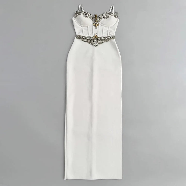 Elegant Beaded Maxi Party Dress