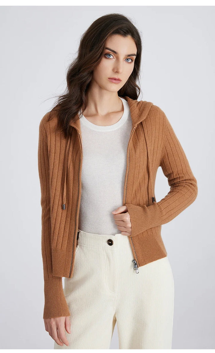 Premium Cashmere Hooded Cardigan