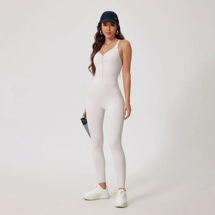 Elegant Front Zipper Hip-lifting Jumpsuit