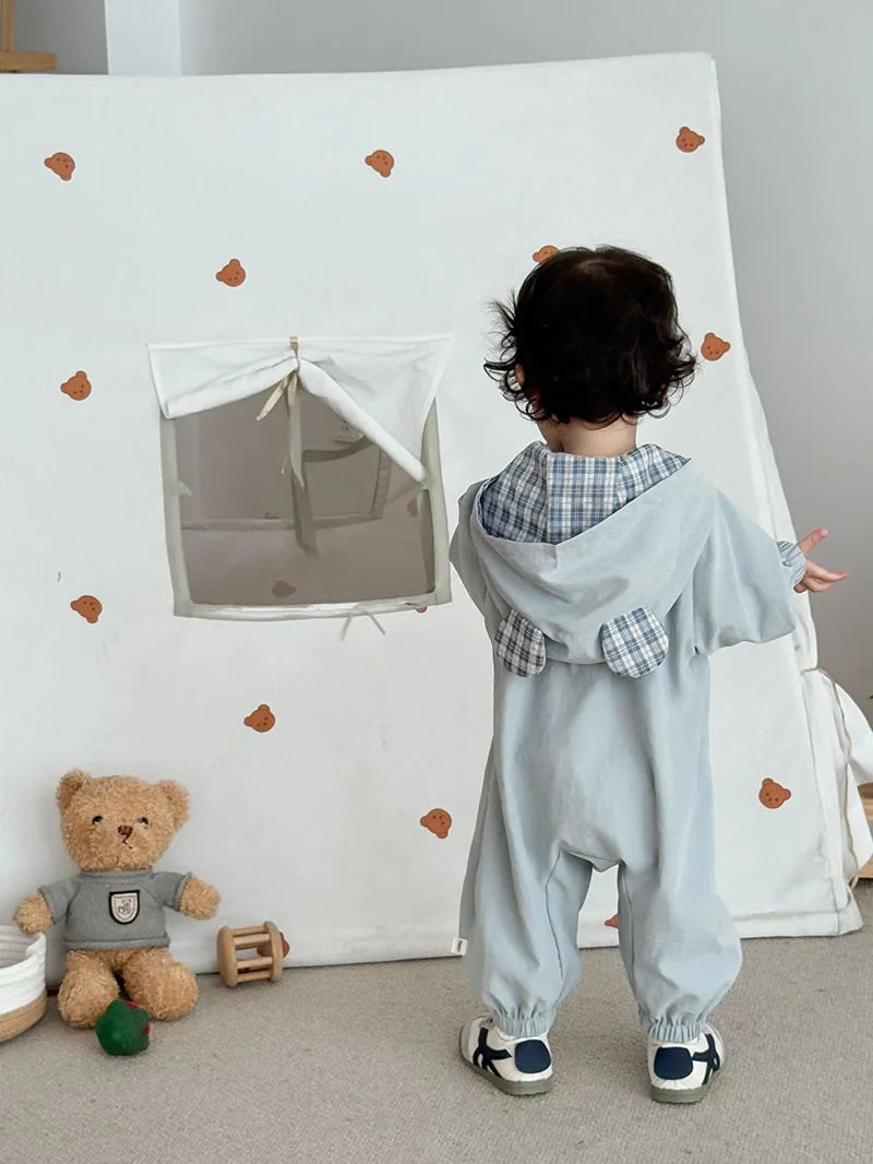 Charming Printed Baby Girls Hooded Romper