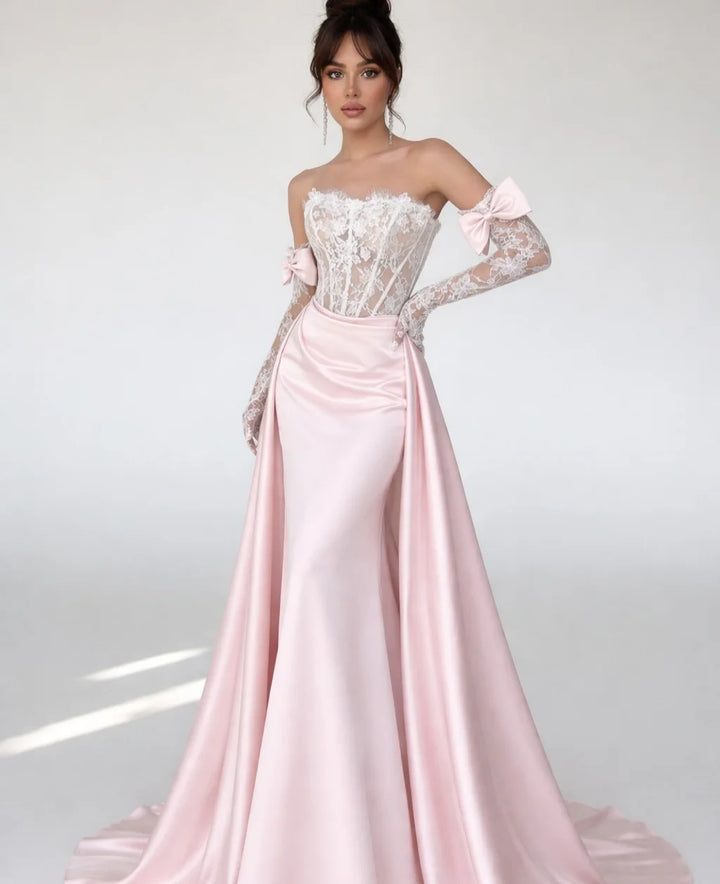 Stunning Lace Corset Prom Dress - With Detachable Train