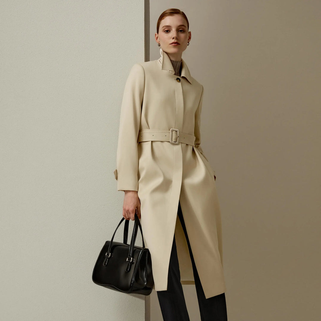 Repellent Silk-Wool Blend Trench Coat
