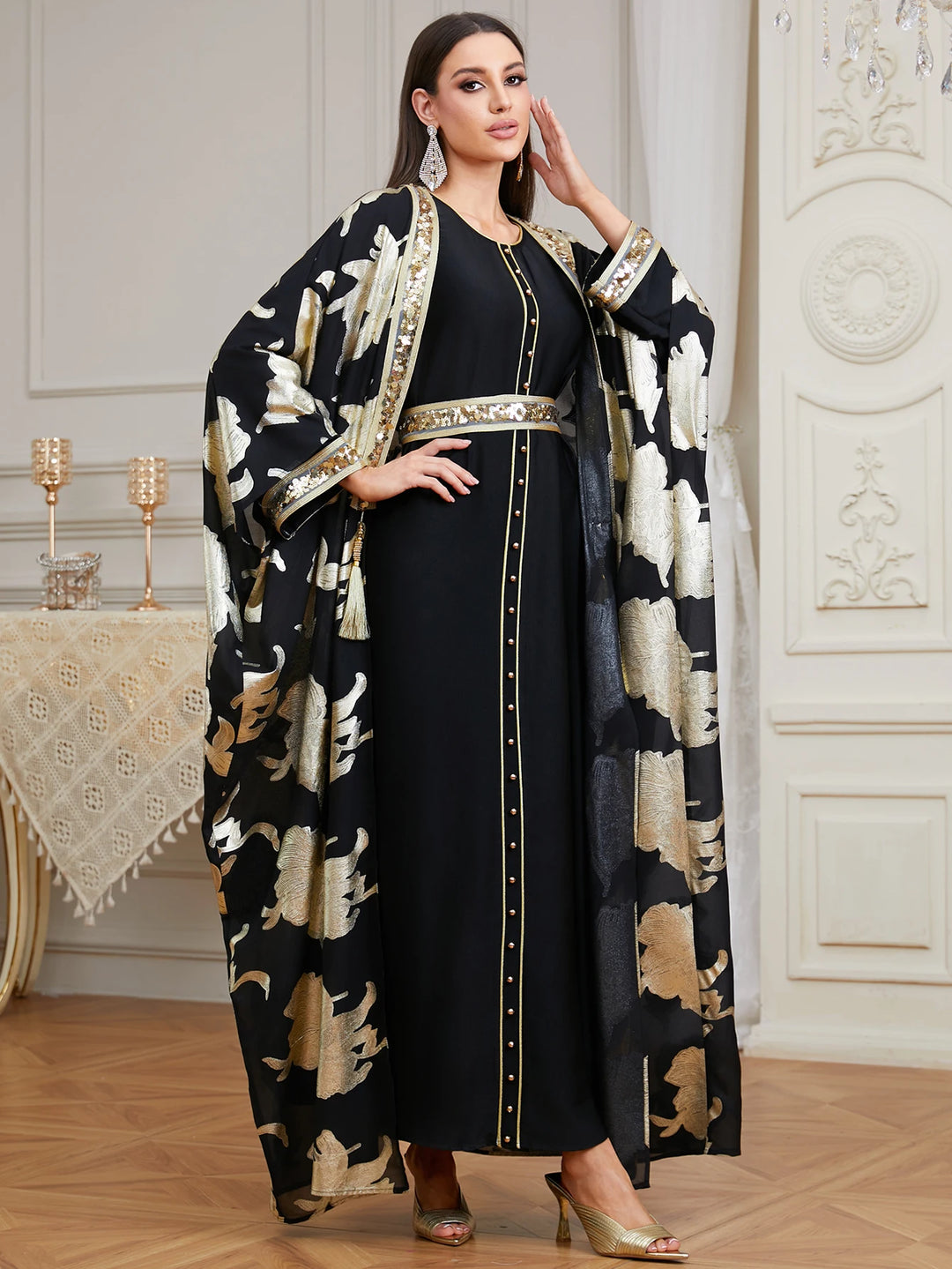 Luxury Two-Piece Maxi Abaya Dress