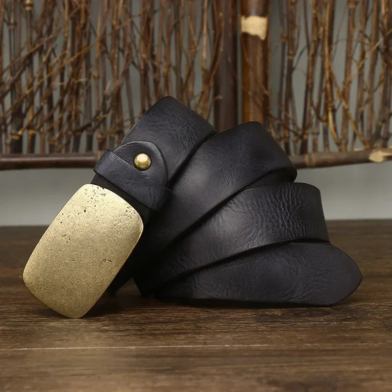 High Quality Fancy Brass Buckle Leather Belt