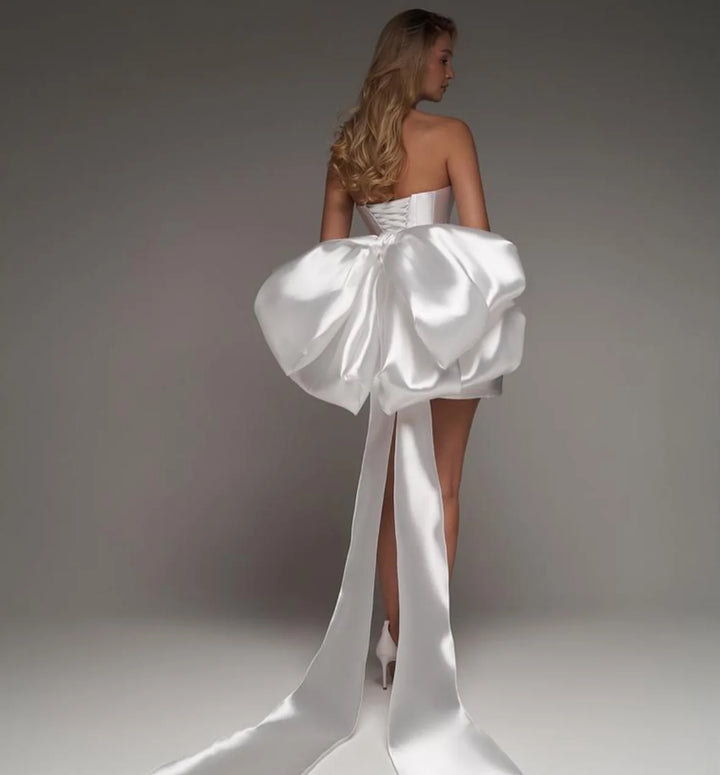 French Big Back Bow Mini Prom Dress