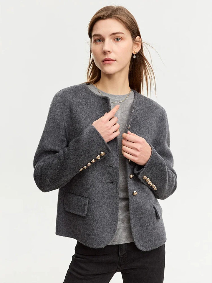 Trendy Crewneck Full Woolen Coat