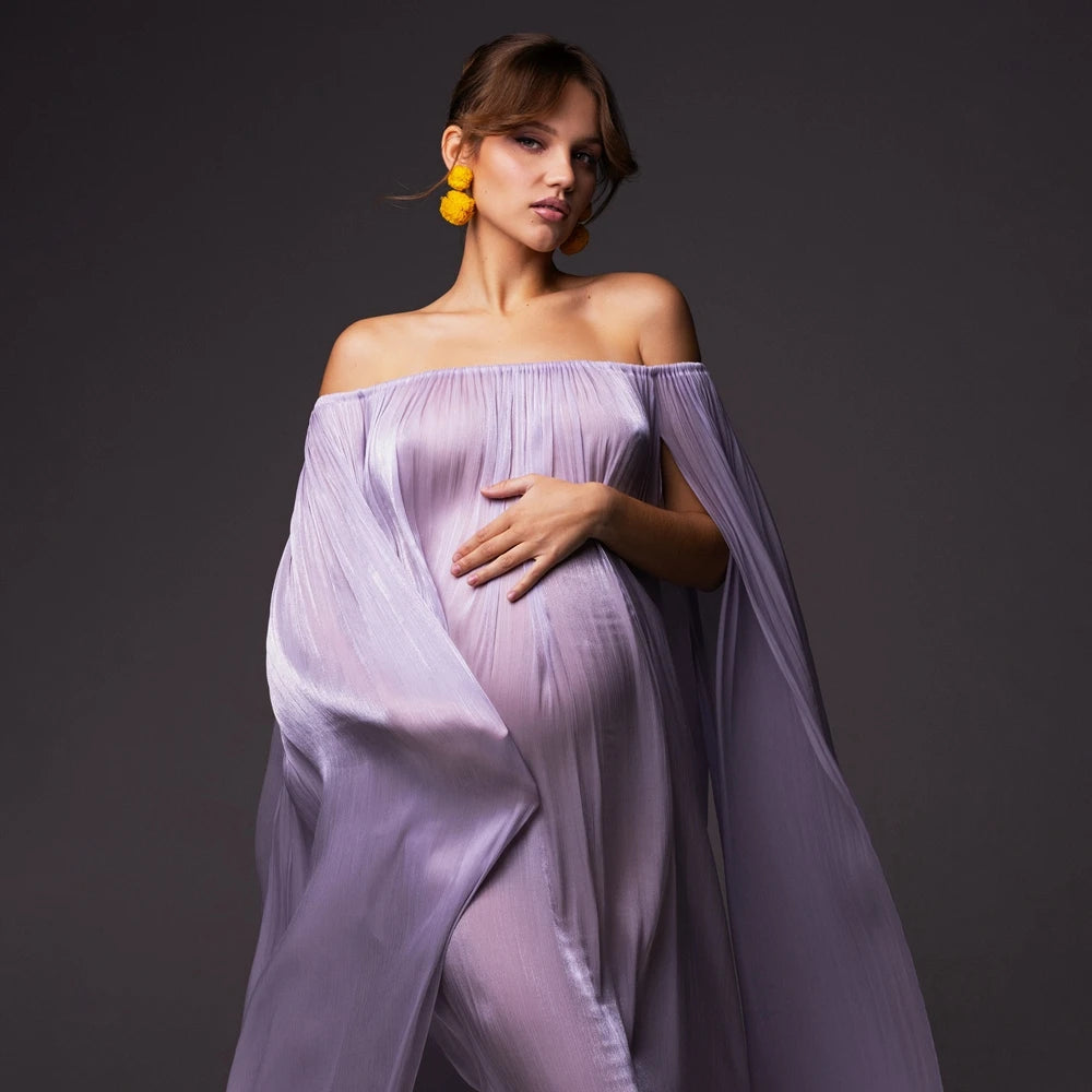 Luxurious Off-Shoulder Maternity Photography Gown