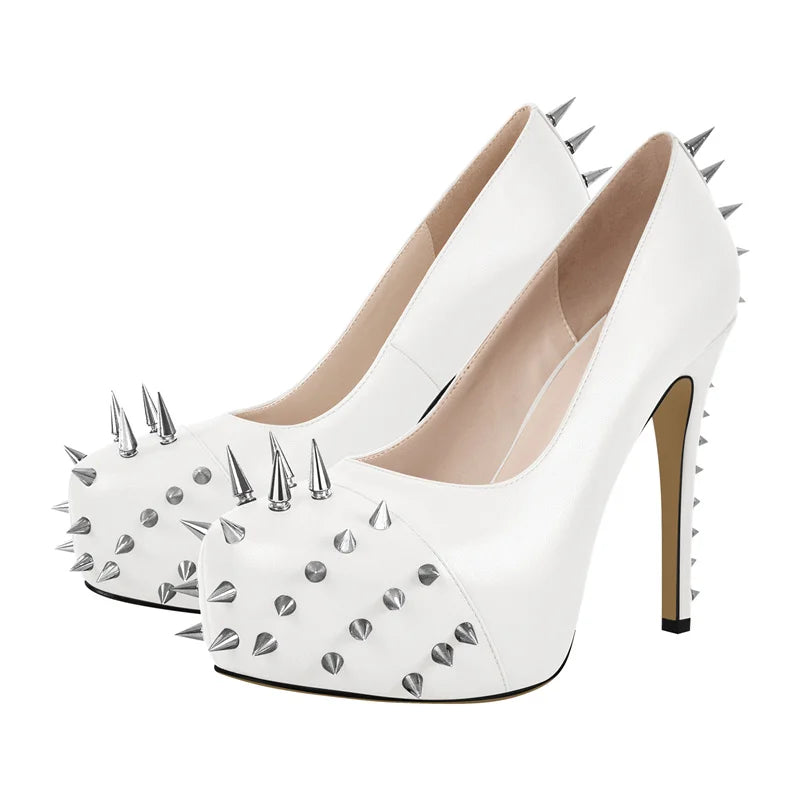 Bold Round Toe Rivet Pumps