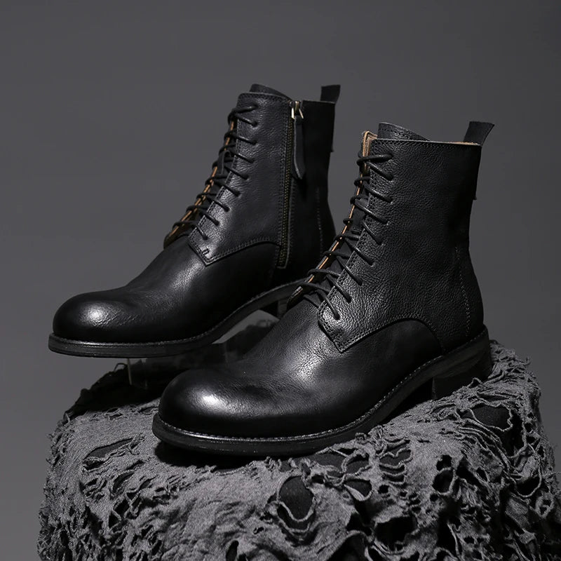 Grand High-Top Ankle Leather  Boots