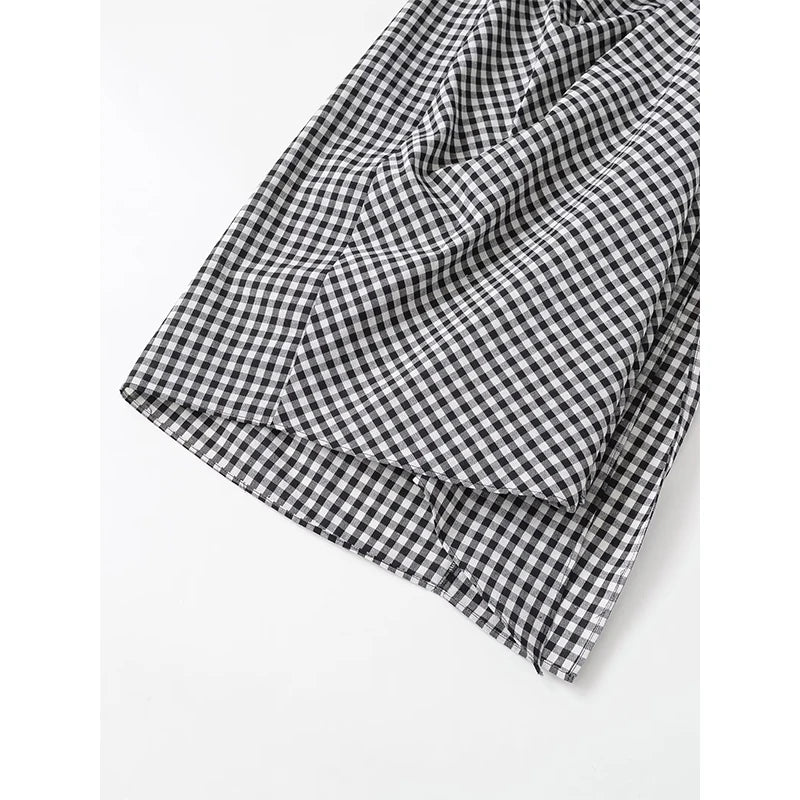 Luxury Draped Plaid Vintage Style Skirt