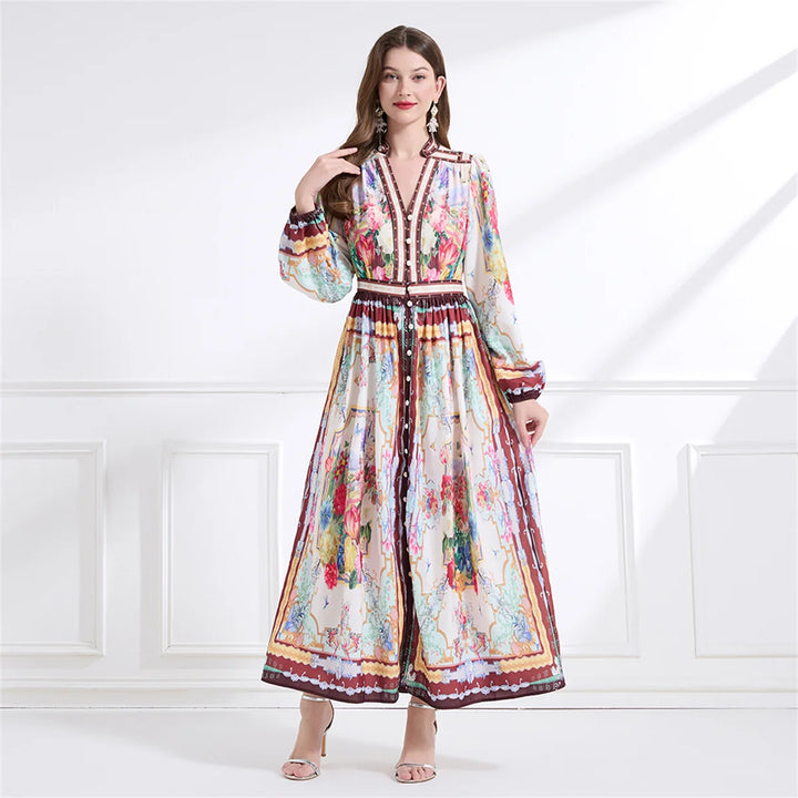 Single-breasted Boho Maxi Dress