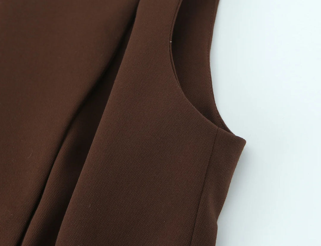 Sweet O-Neck Wrap Belted Vest