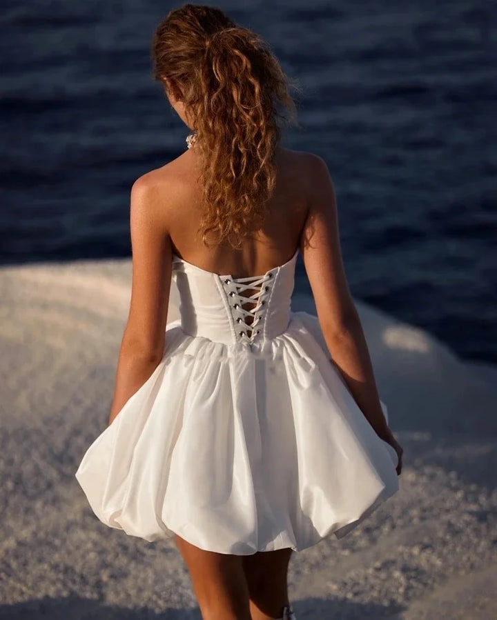 Exposed Sweetheart Short Wedding Dress