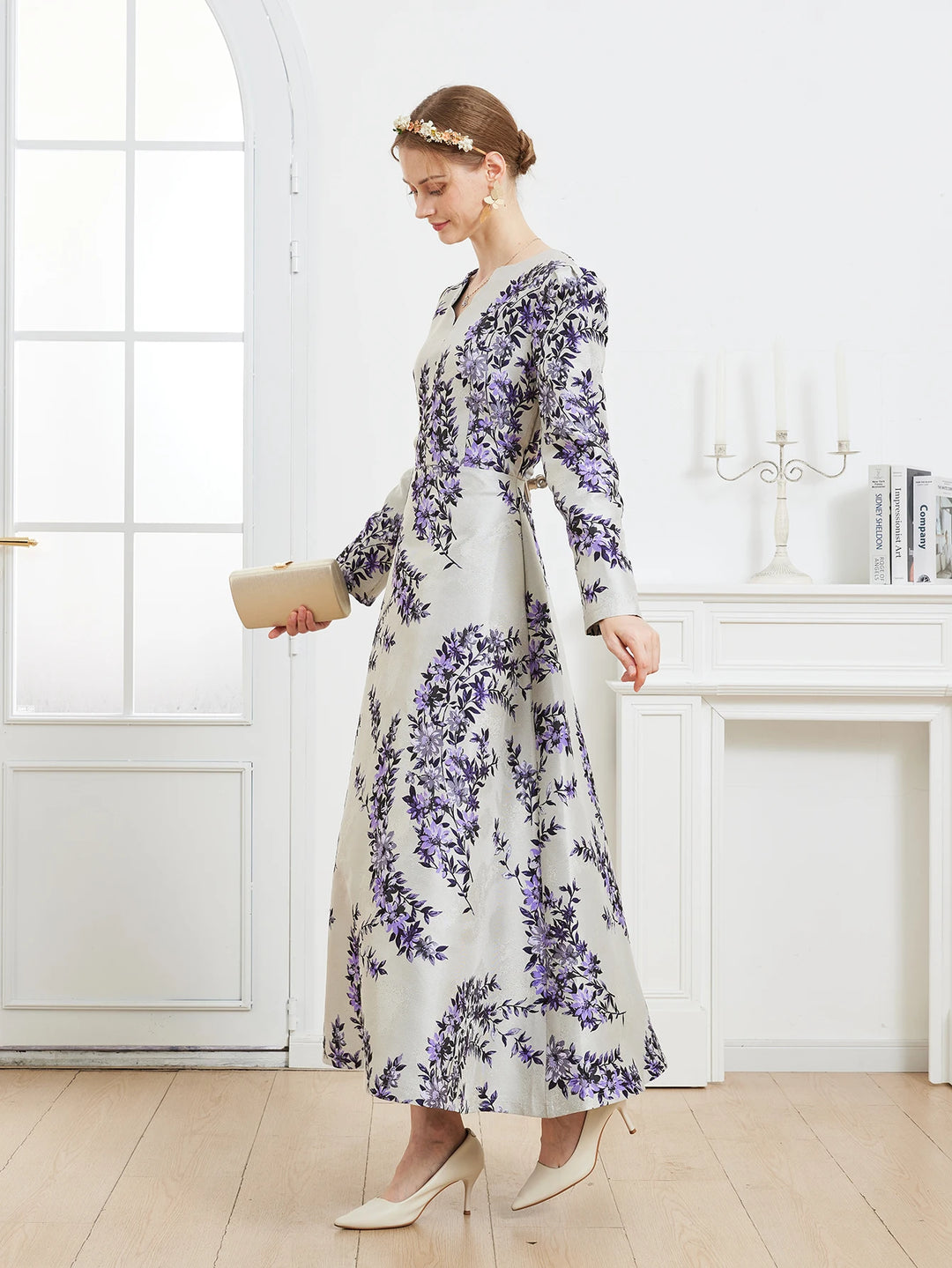 Gorgeous Jacquard Floral Maxi Dress