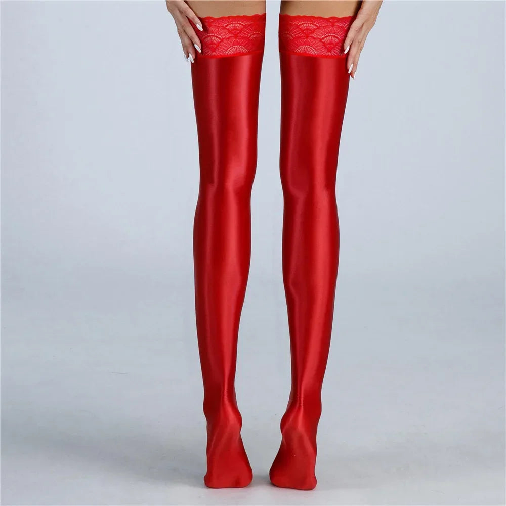 Smooth Elastic Maid Oil Shiny Stockings