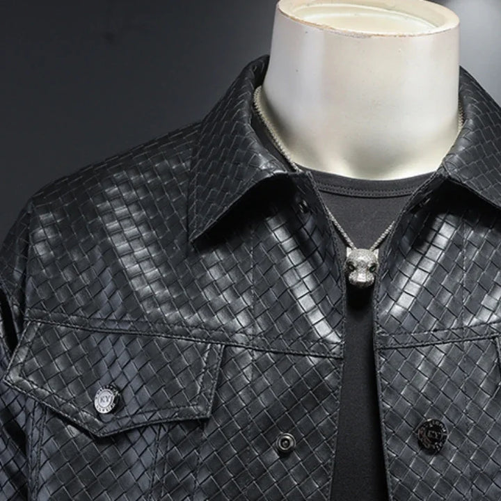 Luxury Woven Faux Leather Coat