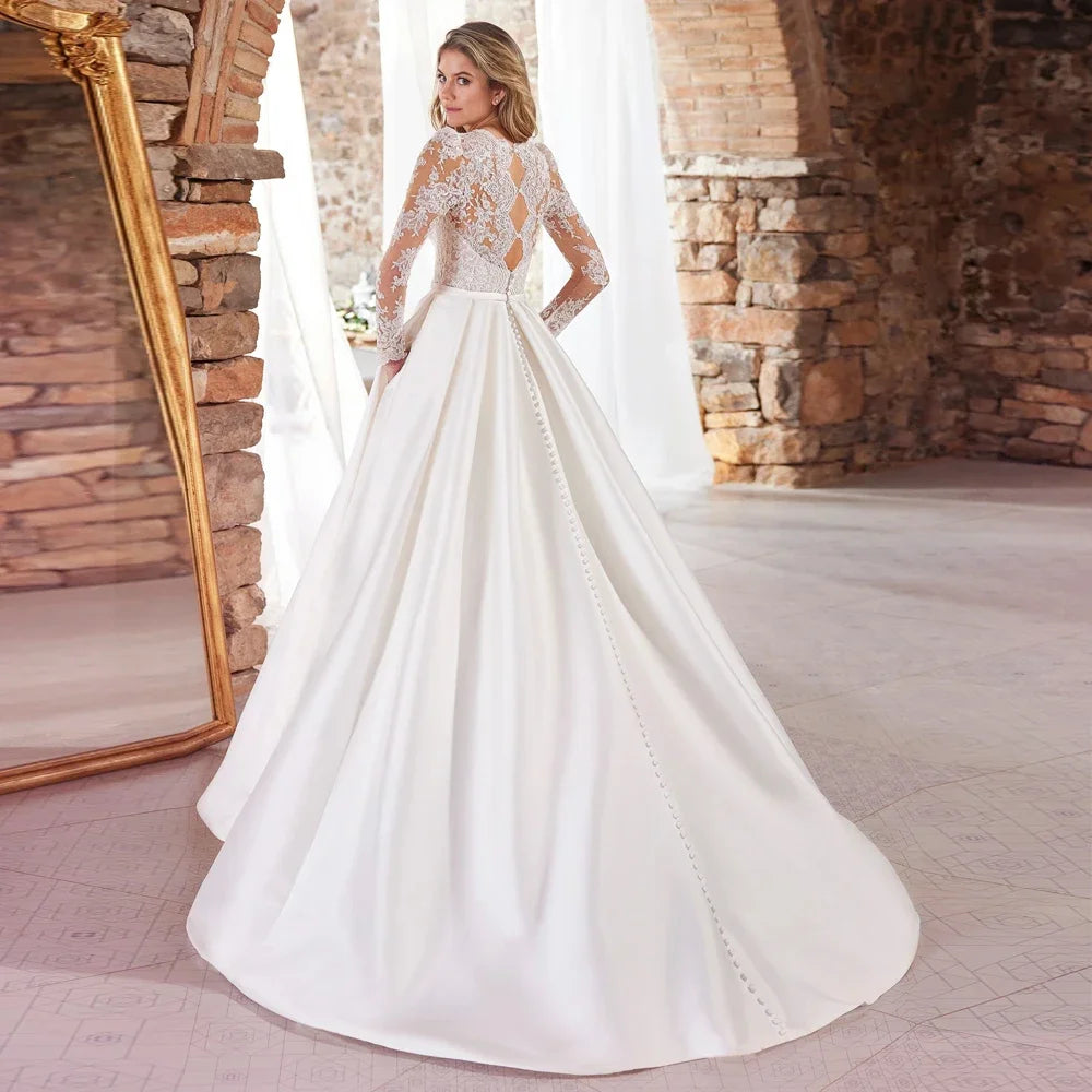 Exquisite Long Cap Sleeves Wedding Dress