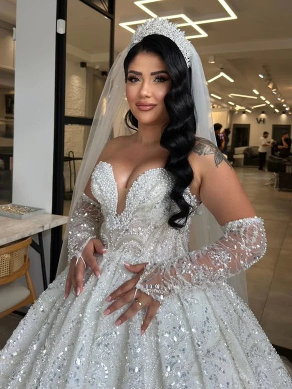 Exquisite Appliques A-Line Arabic Wedding Couture