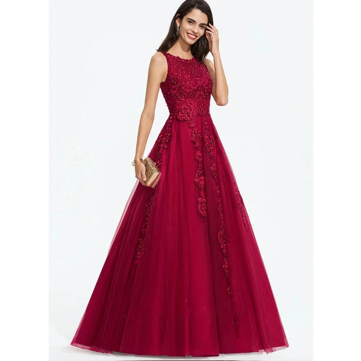 Elegant A-Line Formal Beading Gown