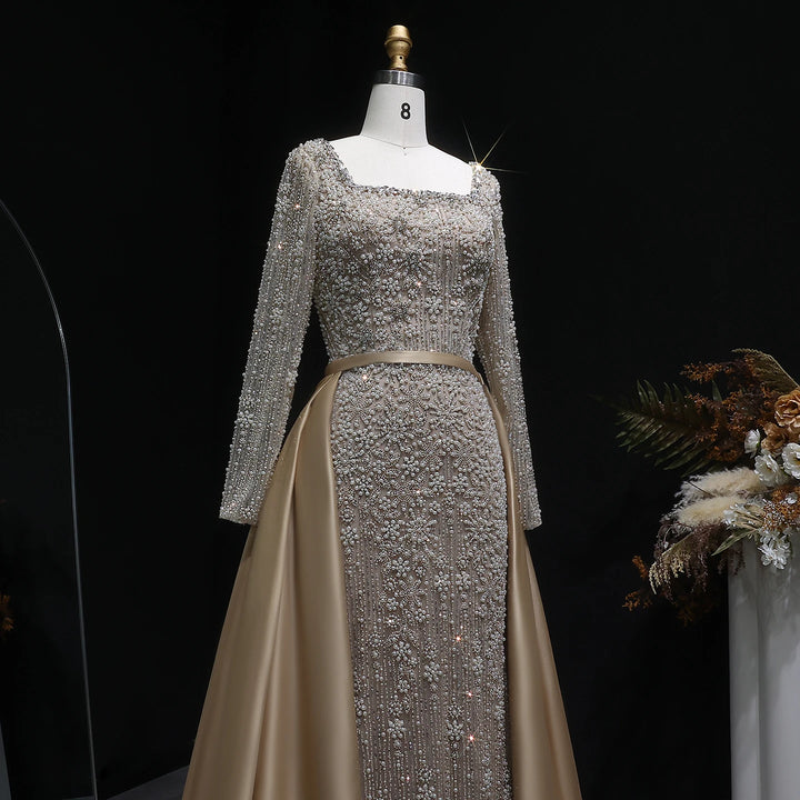 Polished Beaded Evening Couture Dress