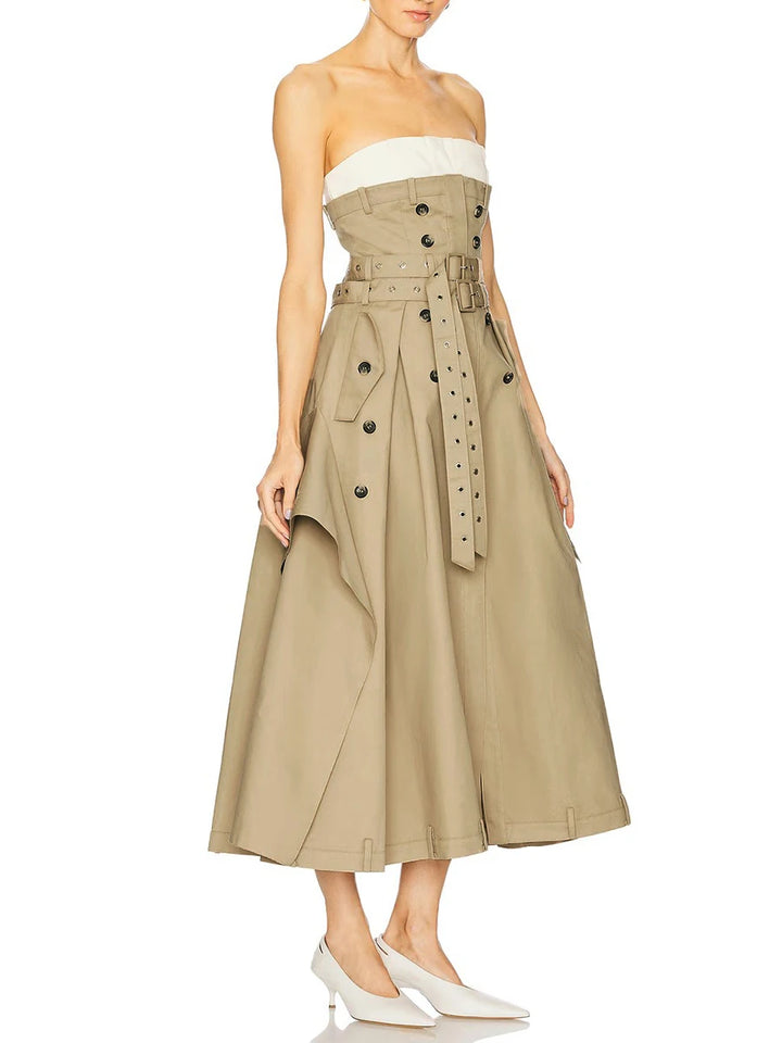 Stunning Spliced Button Slimming Dress