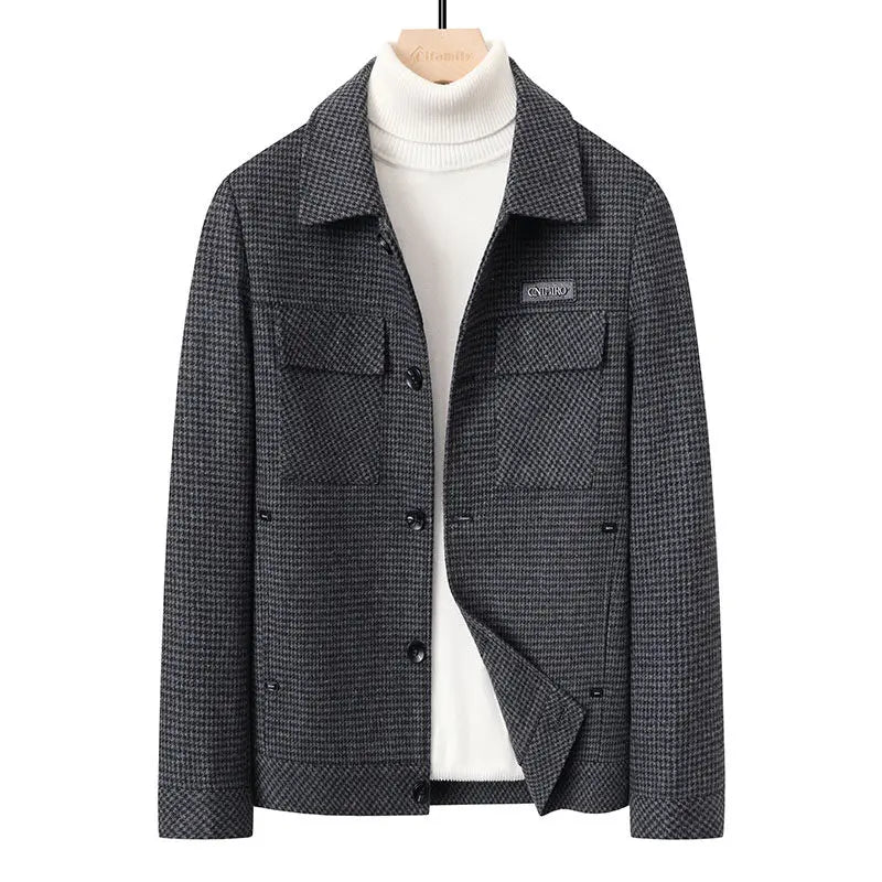 Classic Houndstooth Casual Short Coat
