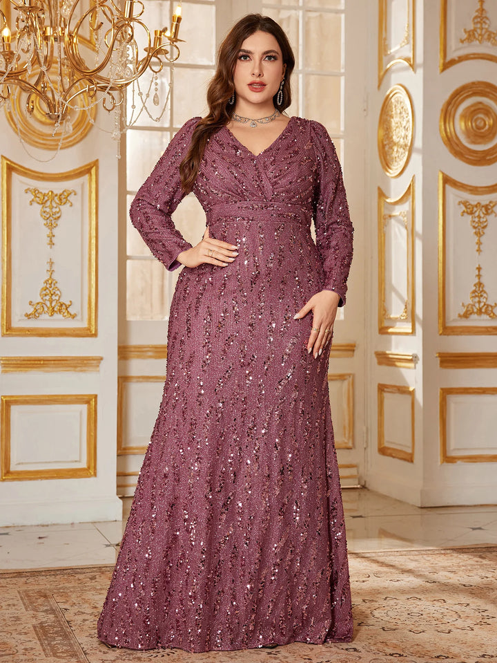 Effortlessly Plus Size Long Sequins Dress