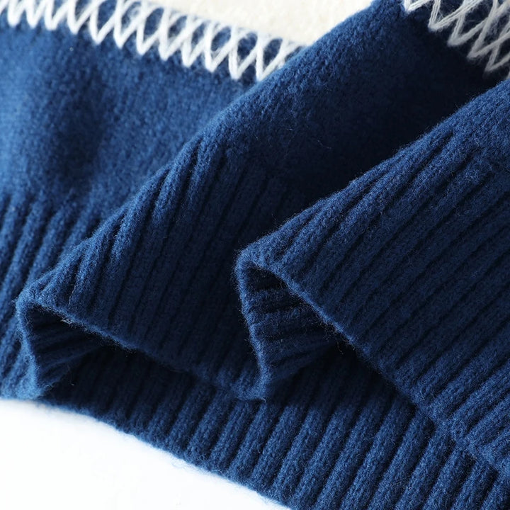 Thick Striped Half Turtleneck Cashmere Sweater