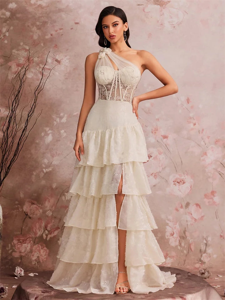 Charming Skew-shouldered Cocktail Gown