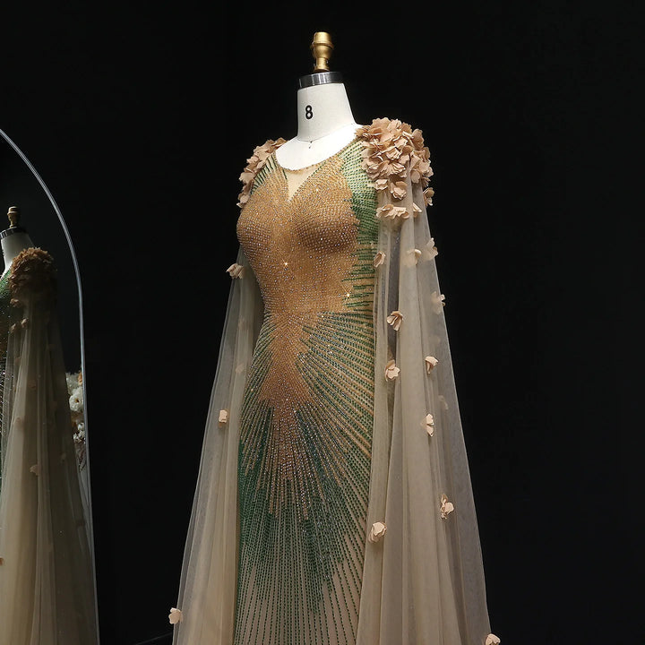 Richness Of Arabic Cape Sleeves Evening Dress