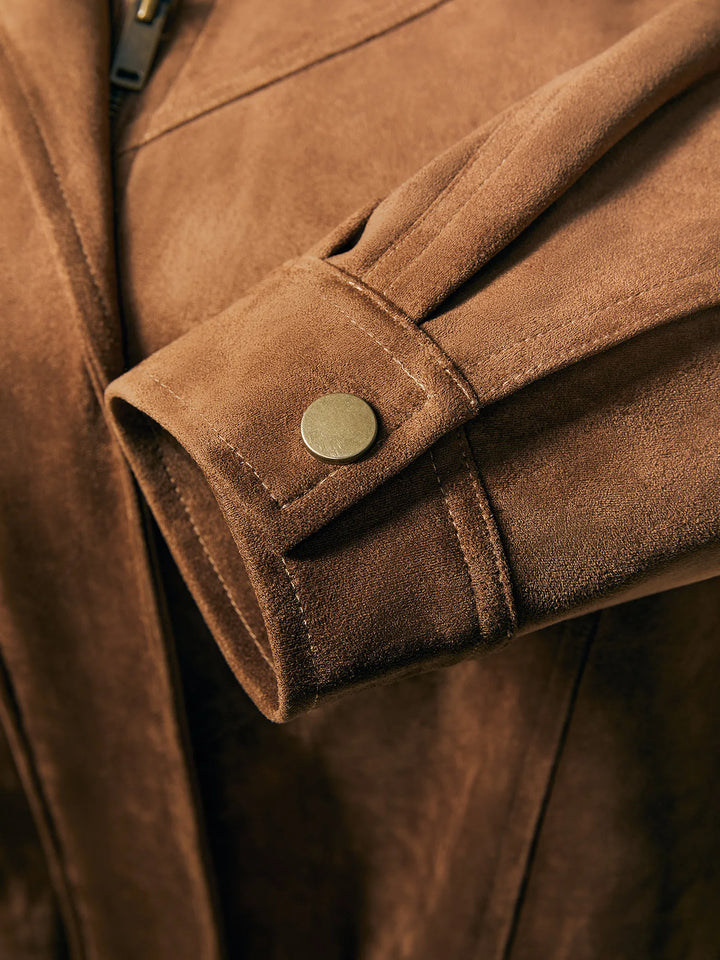 Refined Lapel Chic Suede Jacket