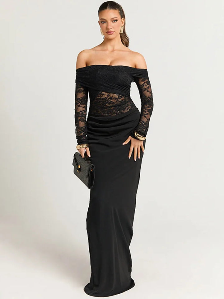 Chic Off The Shoulder Lace Maxi Dress
